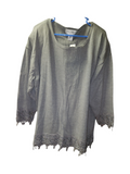 Lisa Ashley Grey Lace Trim Top Size 2X - Image 1