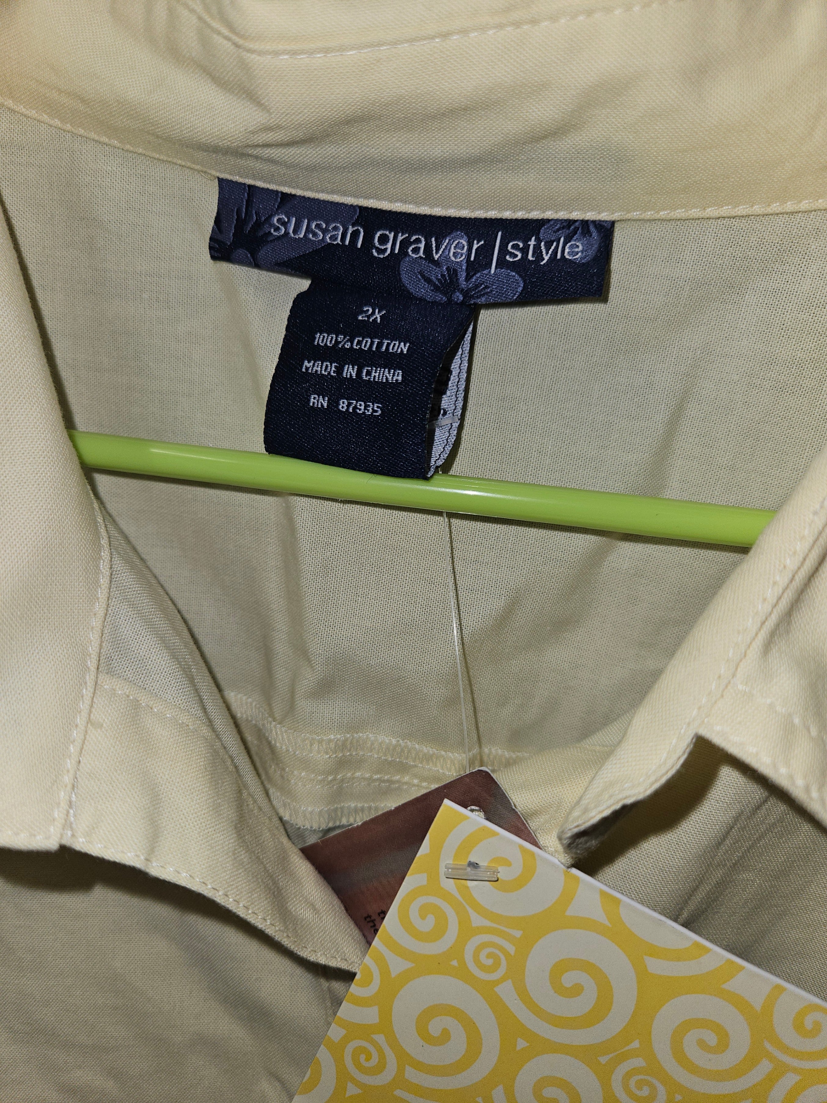 Woman Within Yellow Button-Up Shirt Plus Size 2x - Image 2