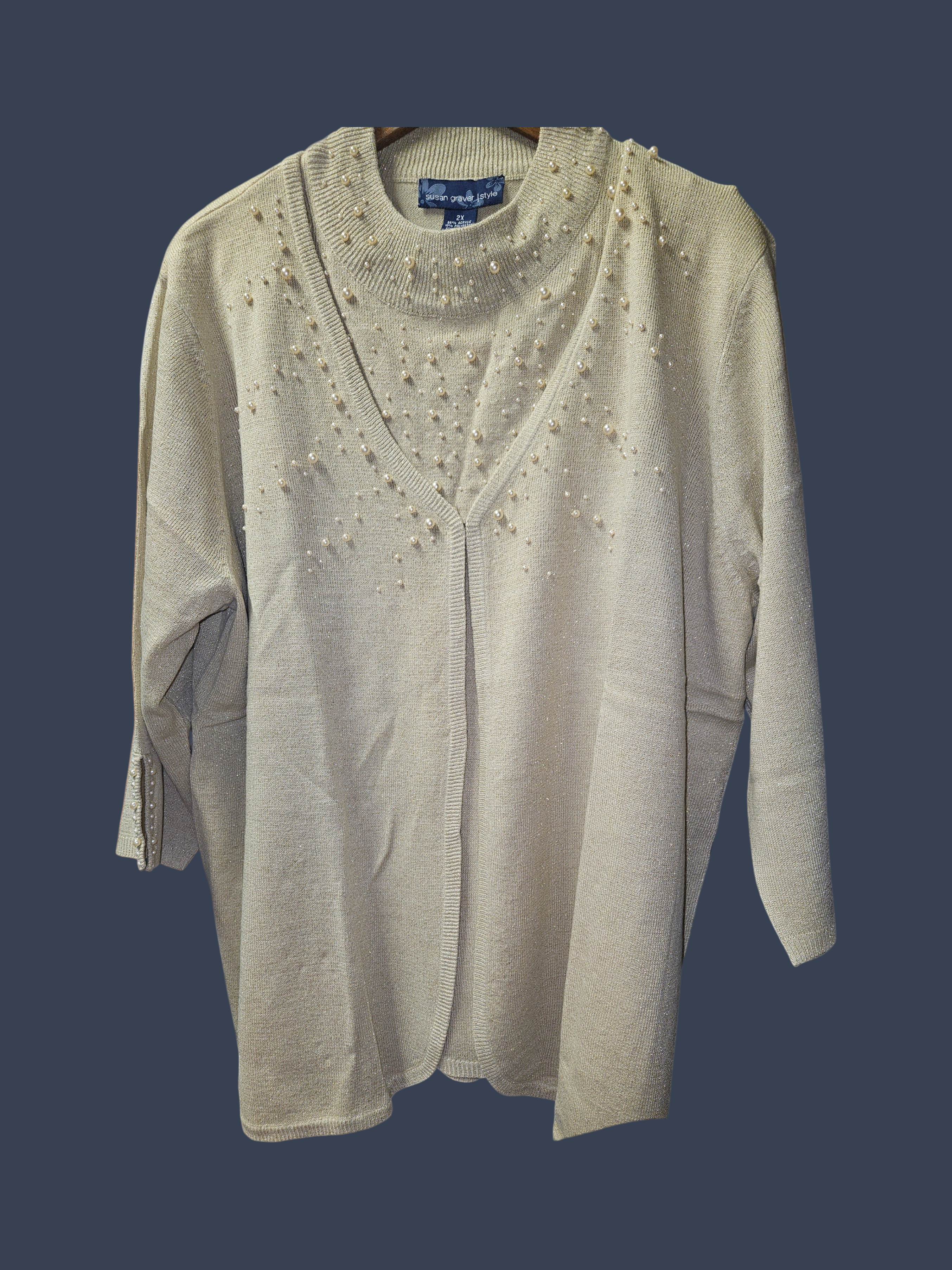 Susan Graver Embellished Cardigan Sweater 2X - Image 1