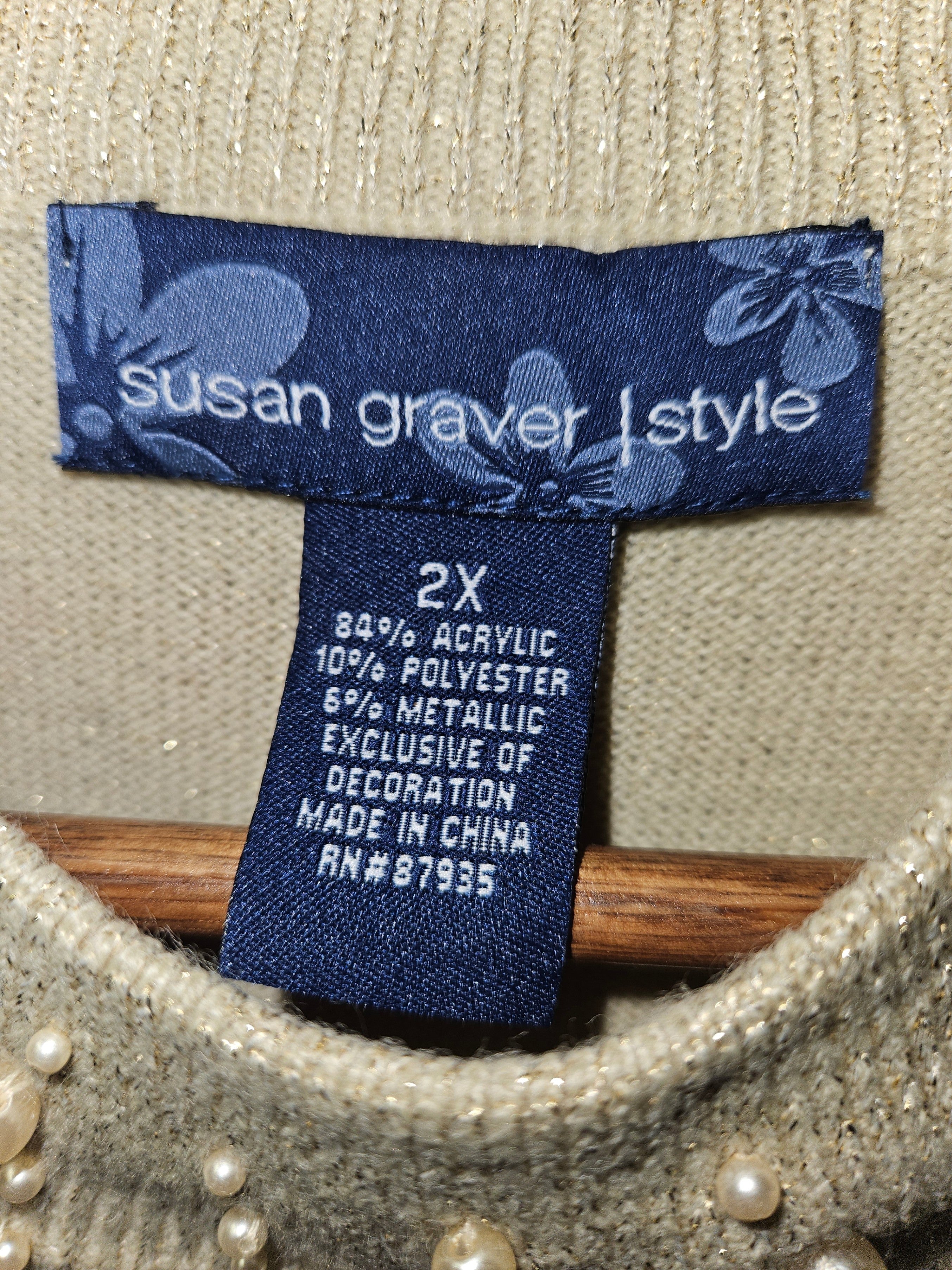 Susan Graver Embellished Cardigan Sweater 2X - Image 2