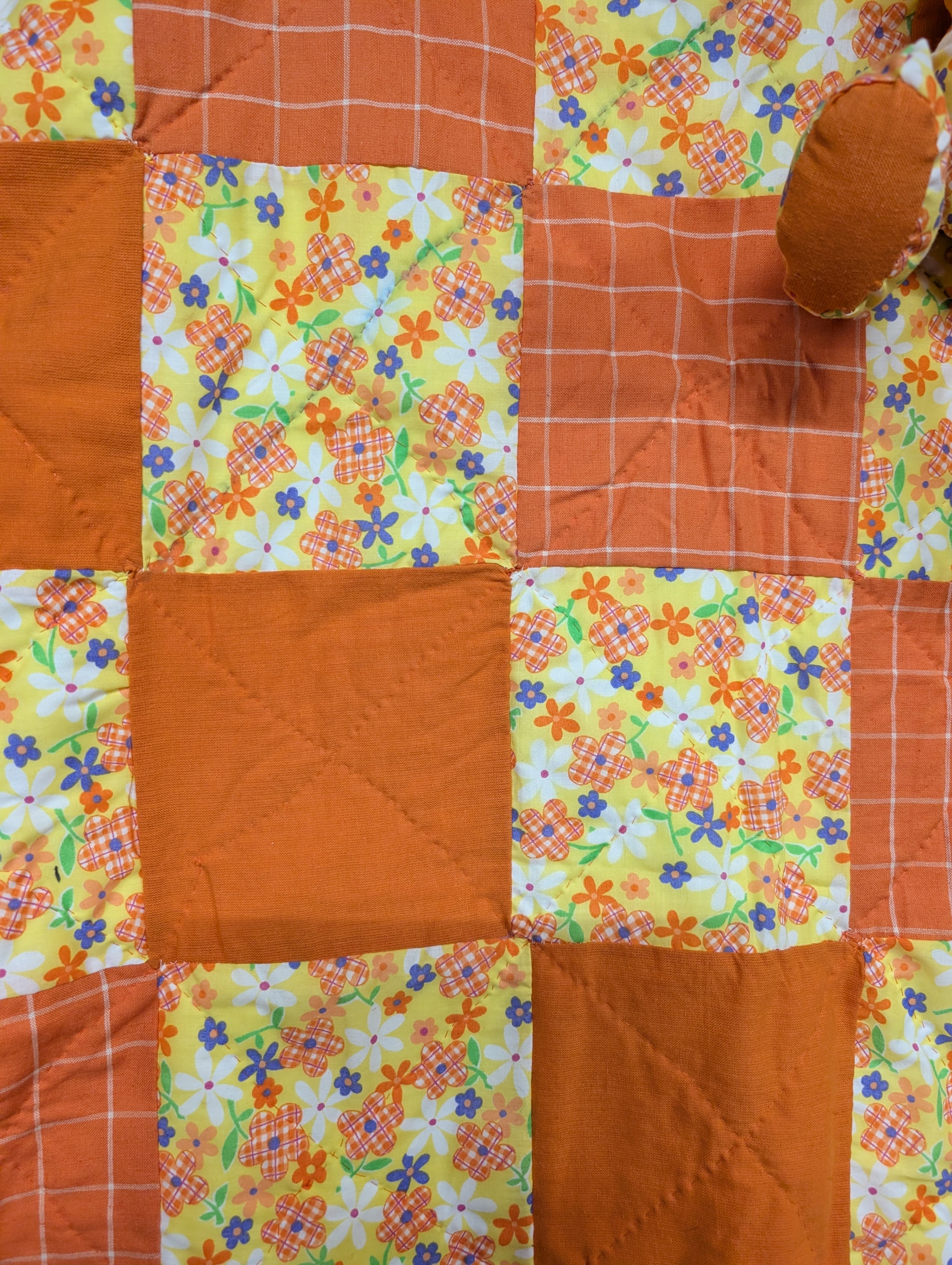 Handmade Patchwork Baby Quilt with Stuffed Bear - Image 5