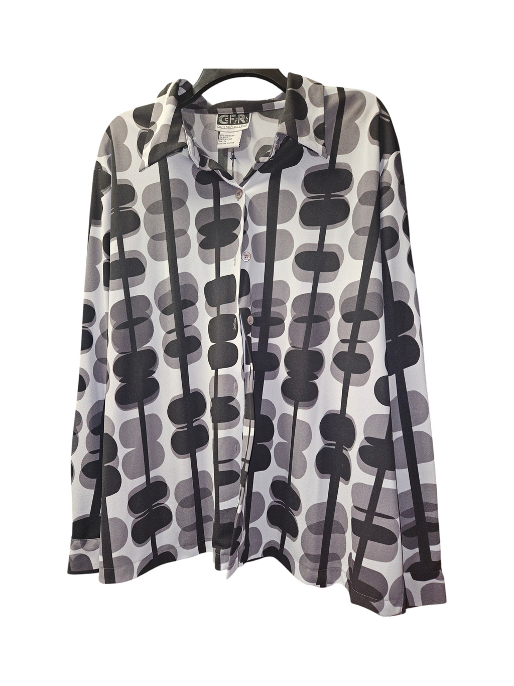 CFR Women's Abstract Long Sleeve Button-Up Shirt - Gray - Image 1