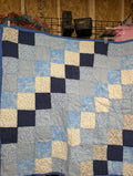 Handmade Blue Patchwork Quilt Floral Design - Image 5