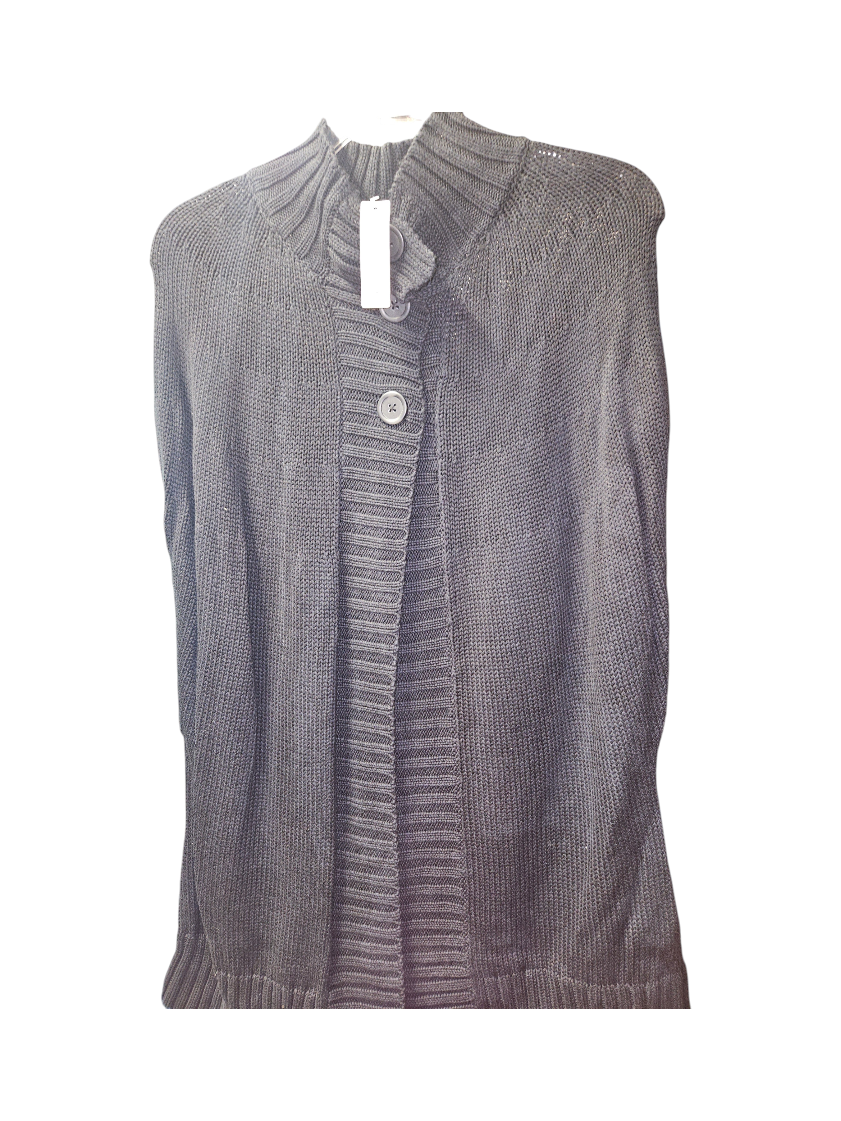 Black Knit Cardigan Sweater with Button Front - Image 1