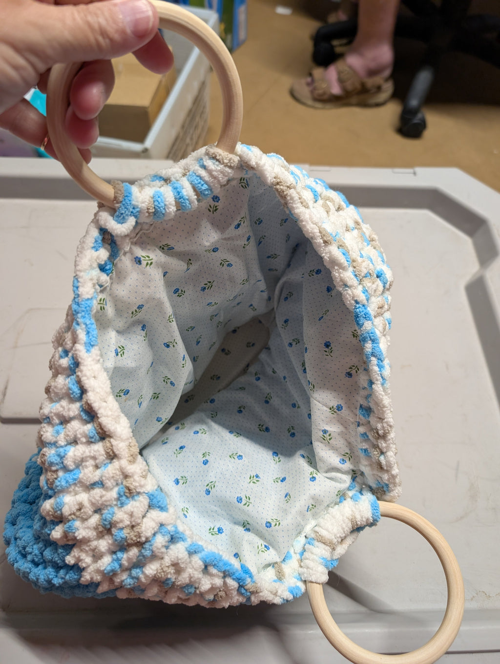 Handmade Floral Crochet Hobo Bag by Cyndi Shelley - Image 2