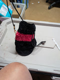 Black and Pink crocheted cinch Bag with Drawstring - Image 1
