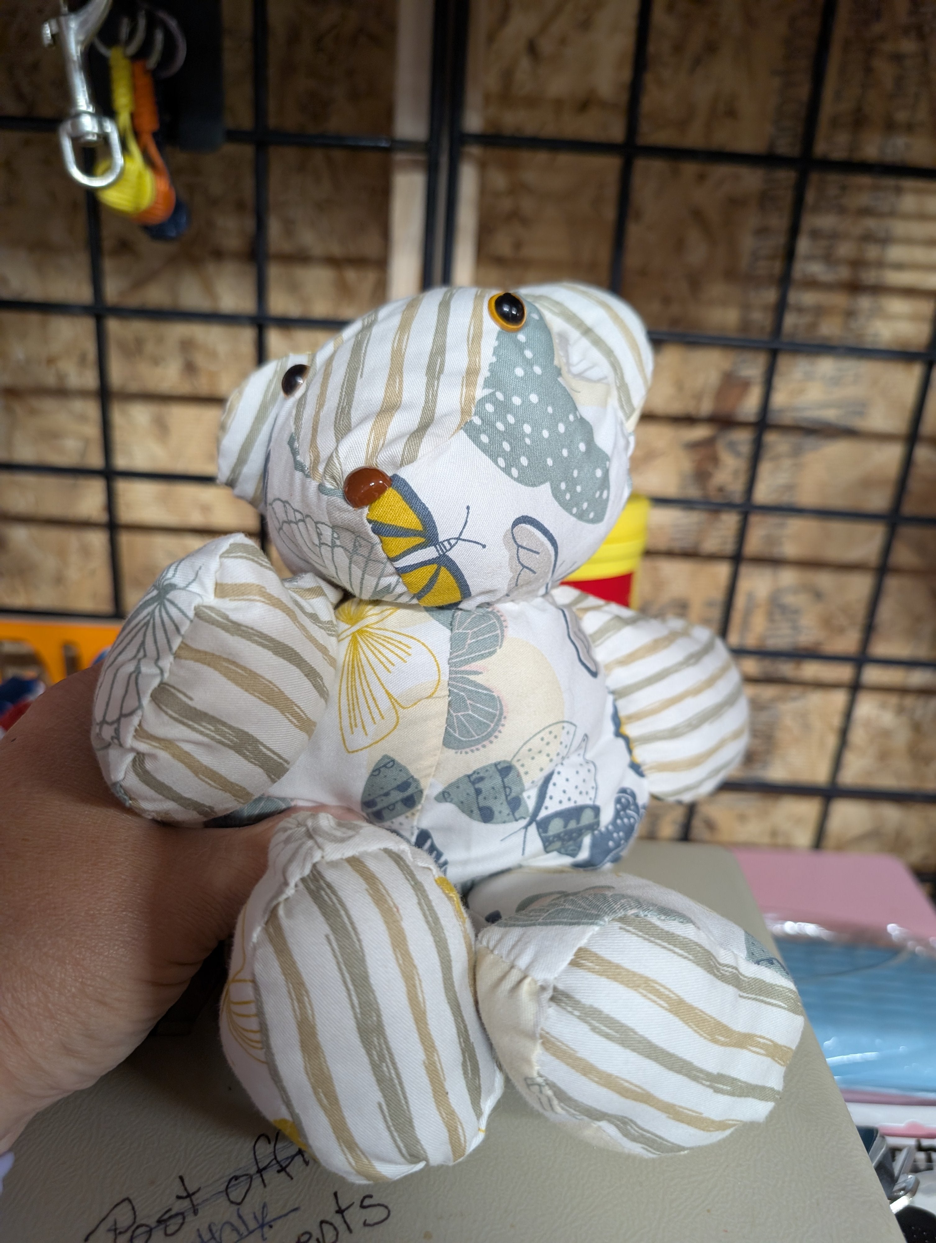 Handmade Butterfly Print Fabric Teddy Bear - Image 1