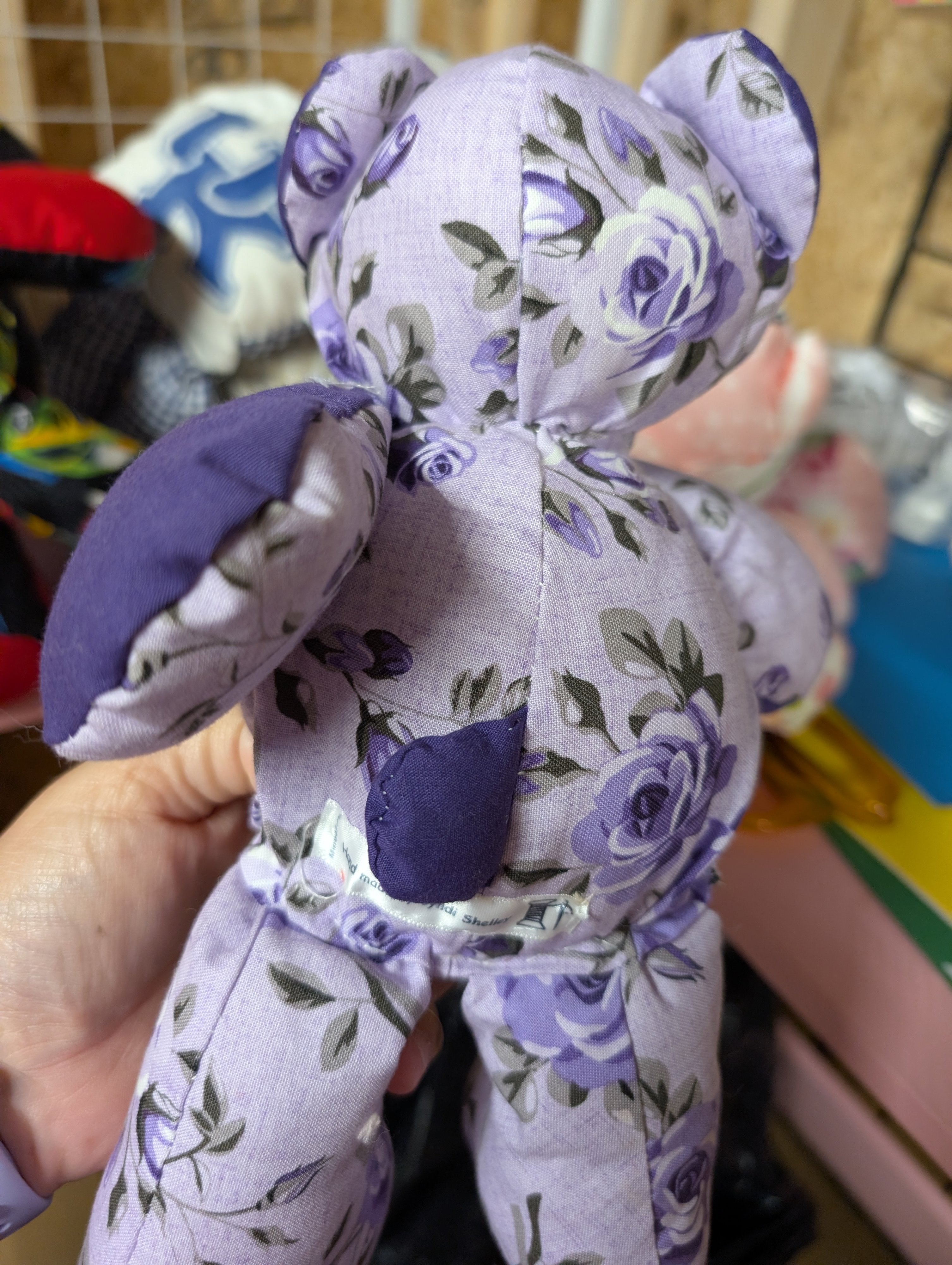 Handmade Floral Purple Teddy Bear Plush Toy - Image 2