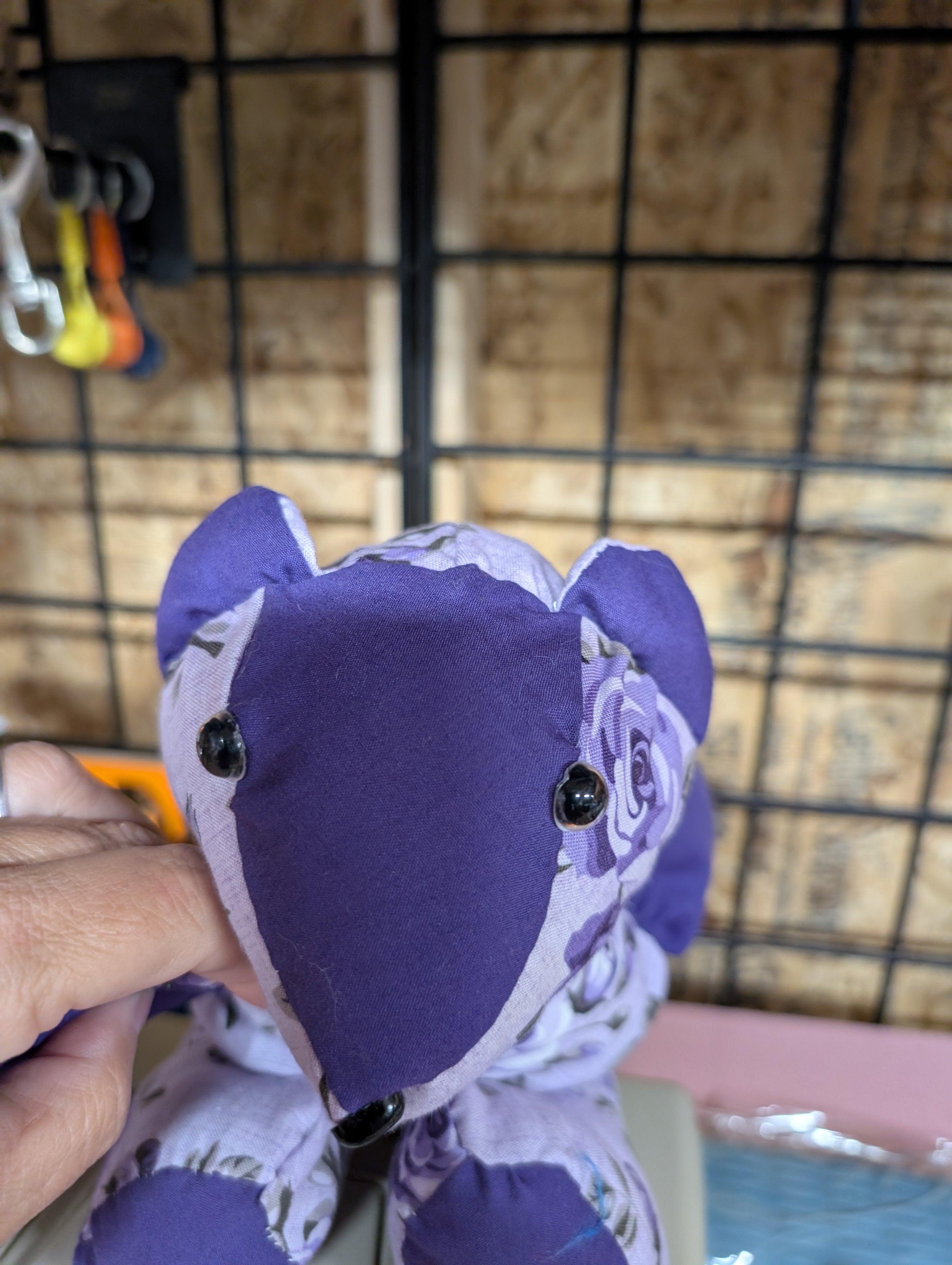 Handmade Floral Purple Teddy Bear Plush Toy - Image 3