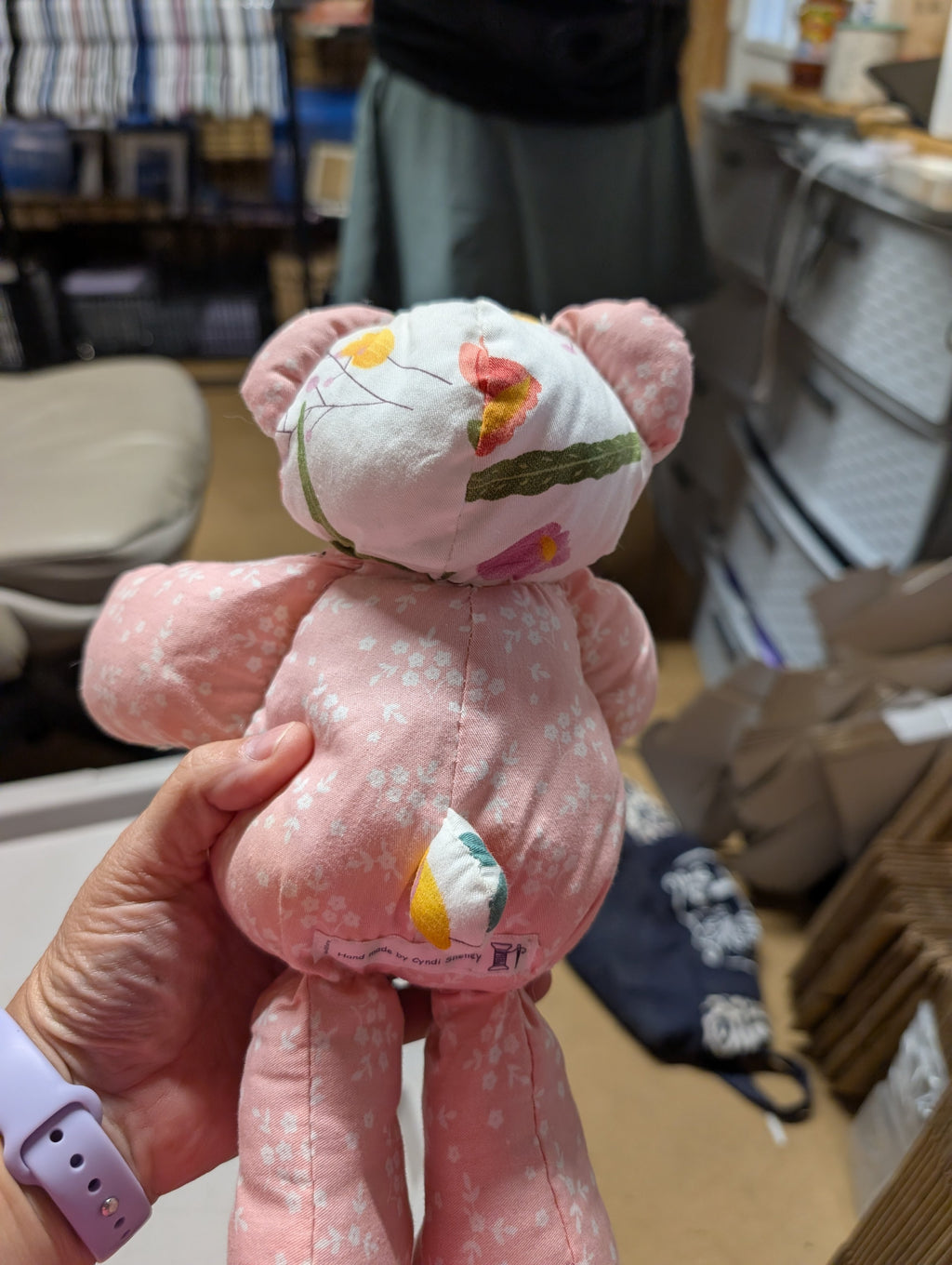 Handmade Floral Teddy Bear by Cyndi Shelley - Image 4