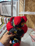 Handmade Patchwork Teddy Bear with Car Print - Image 1