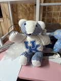Handmade Blue Gingham Teddy Bear Plush Toy - Image 1