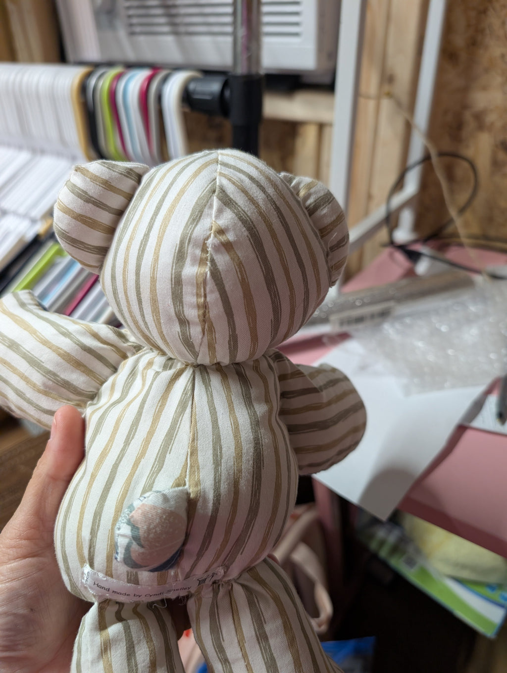 Handmade Patchwork Fabric Teddy Bear Plush Toy - Image 3