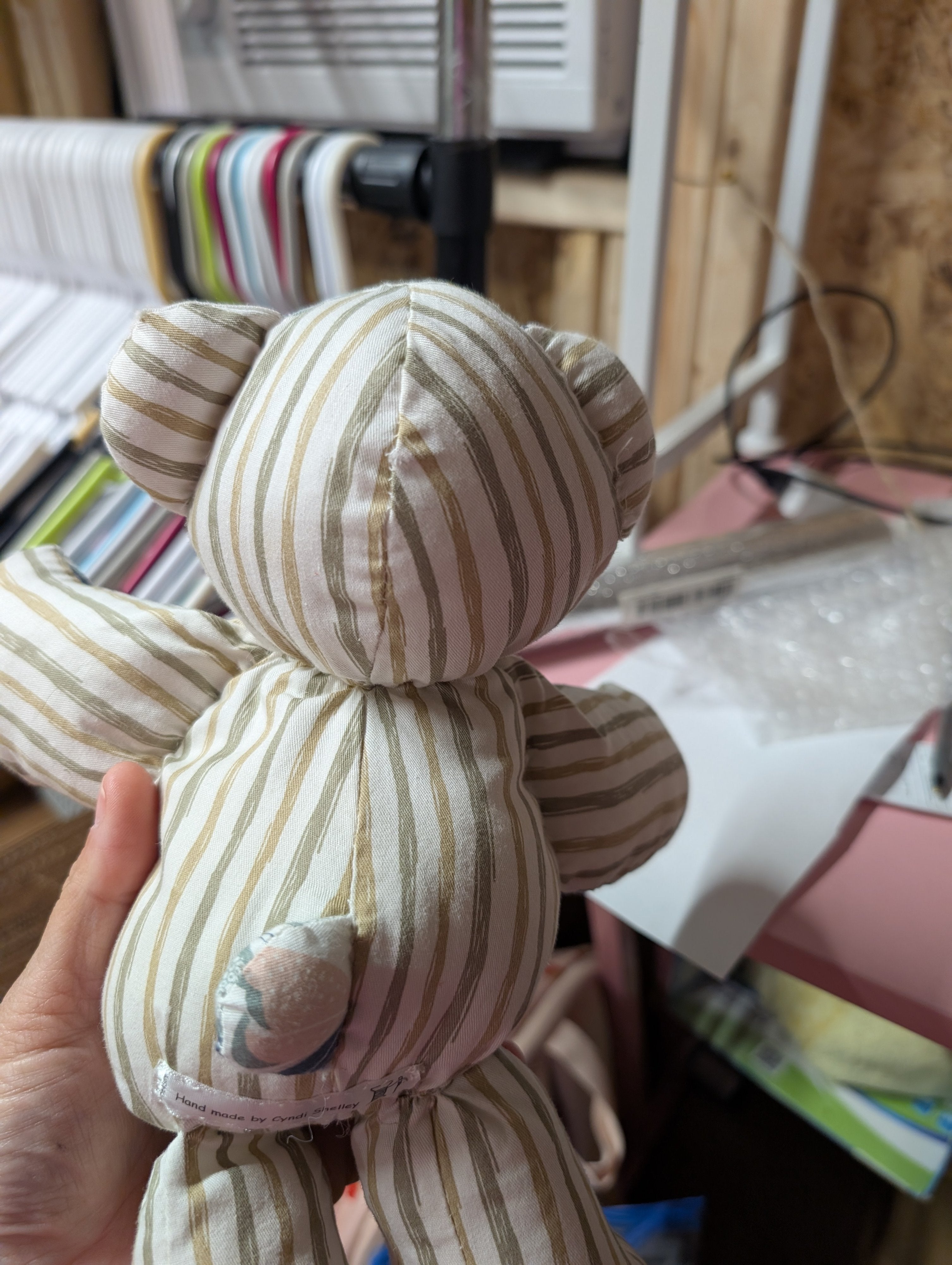 Handmade Patchwork Fabric Teddy Bear Plush Toy - Image 3