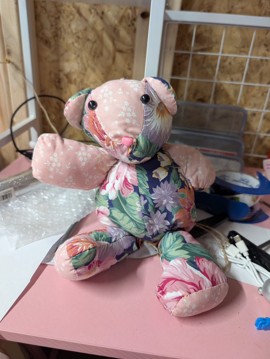 Floral Patchwork Teddy Bear Plush Toy - Image 2