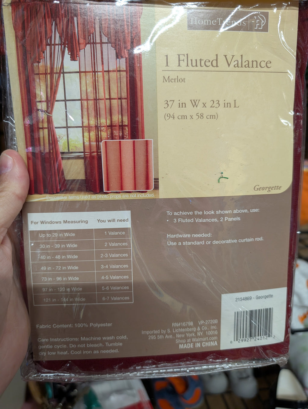 HomeTrends Fluted Valance Merlot 37x23 Sheer Curtain - Image 2