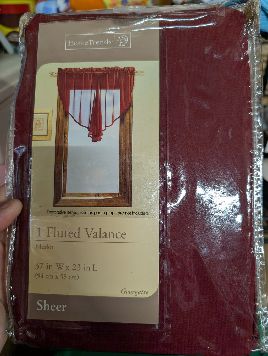 HomeTrends Fluted Valance Merlot 37x23 Sheer Curtain - Image 1