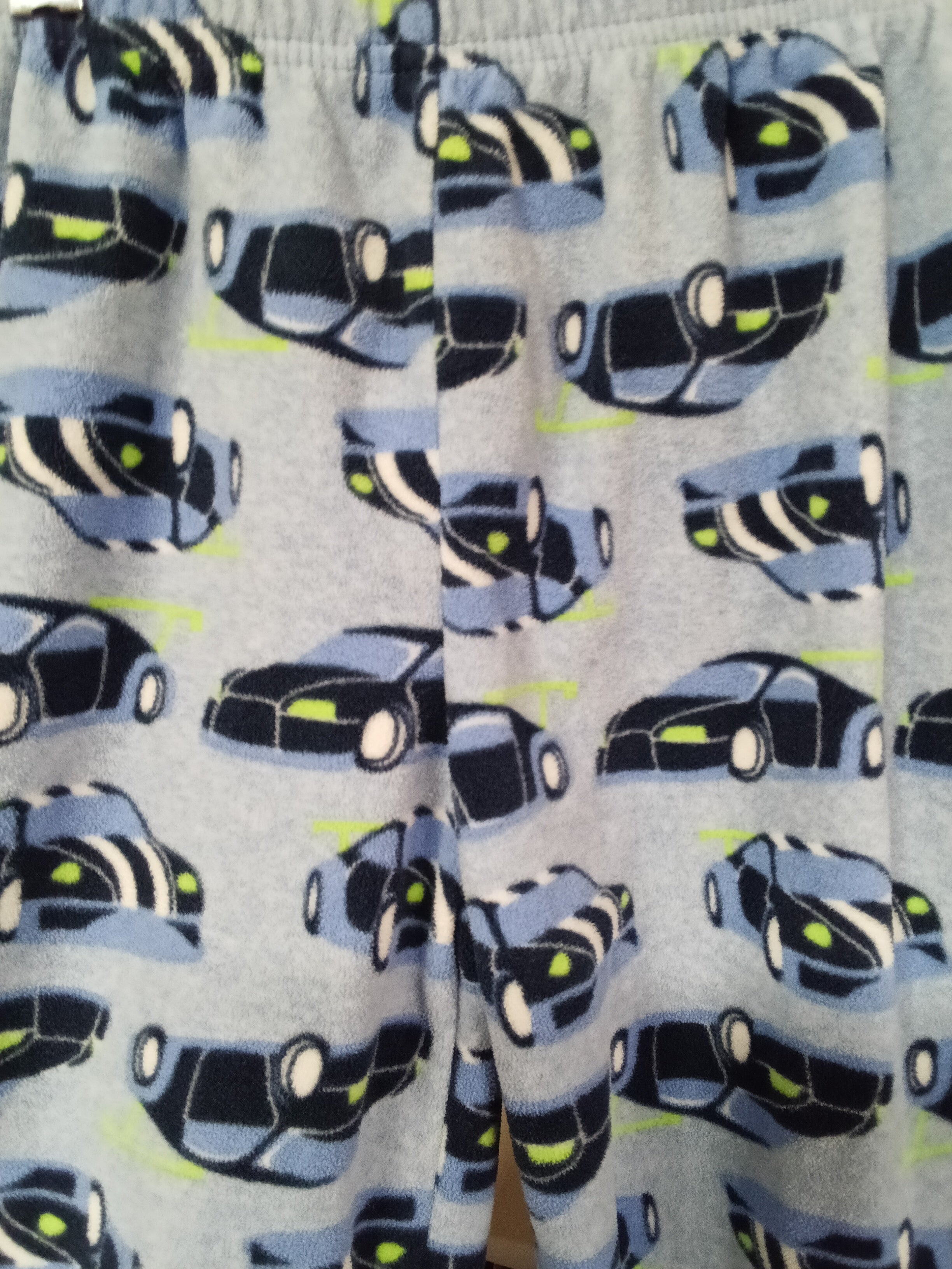 Kids' Car Print Pajama Pants - Blue, Elastic Waist - Image 2