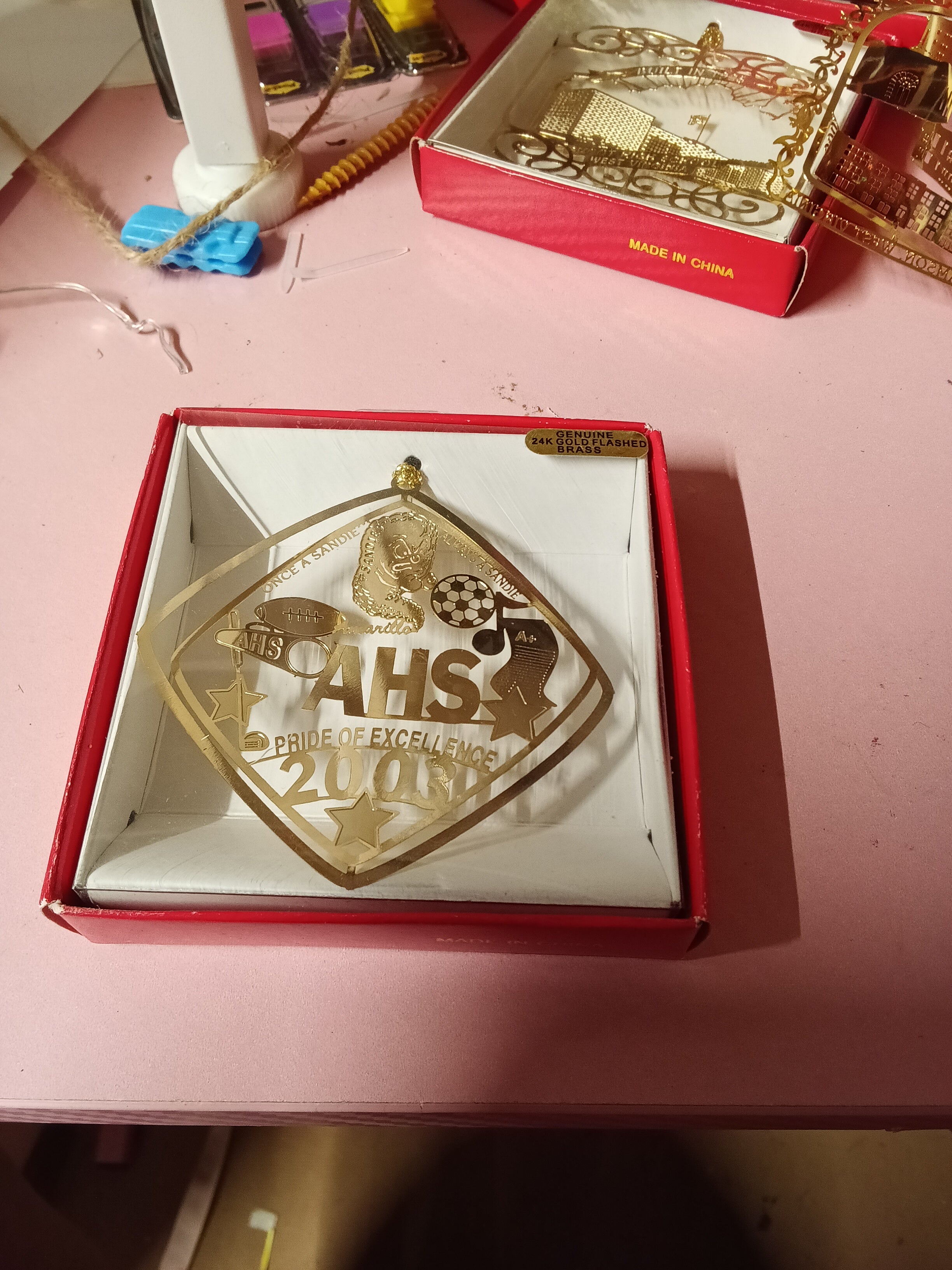 Jackson Pacific 2003 AHS Ornament 24K Gold Flashed Brass - Image 1