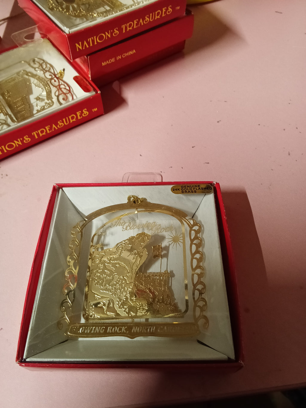 Nation's Treasures Blowing Rock Ornament 24K Gold Plated - Image 1