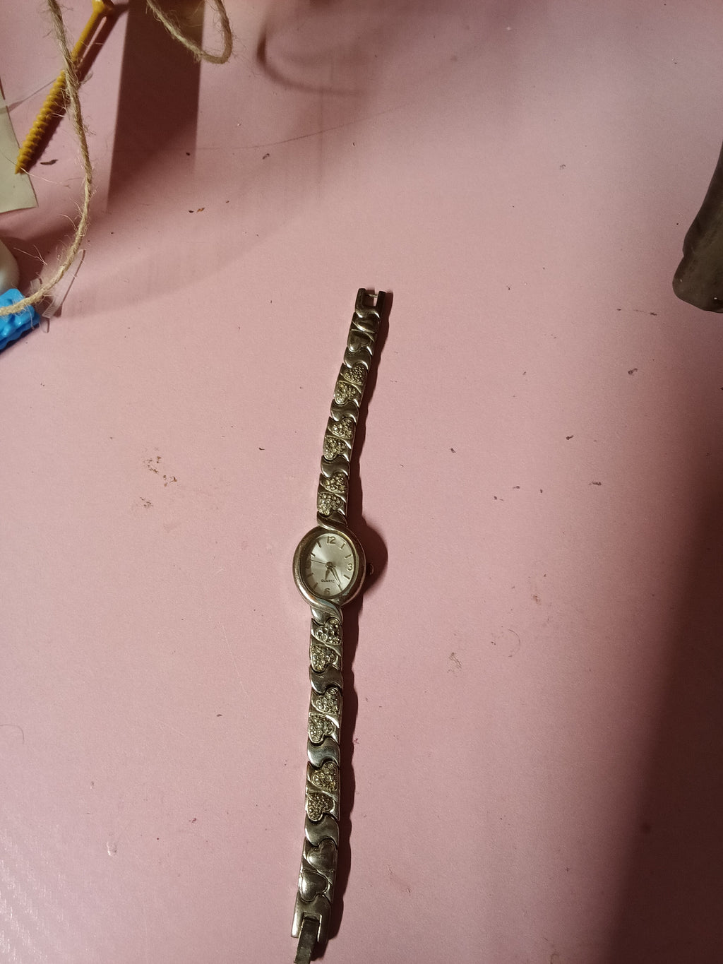 Geneva Women's Silver Tone Heart Link Watch - Image 1