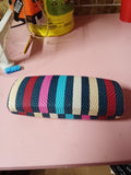 Colorful Striped Hard Eyeglass Case with Textured Finish - Image 1