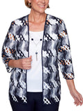 Alfred Dunner Women's Easy Street Lattice 2Fer Top, Multi, Large - Image 1
