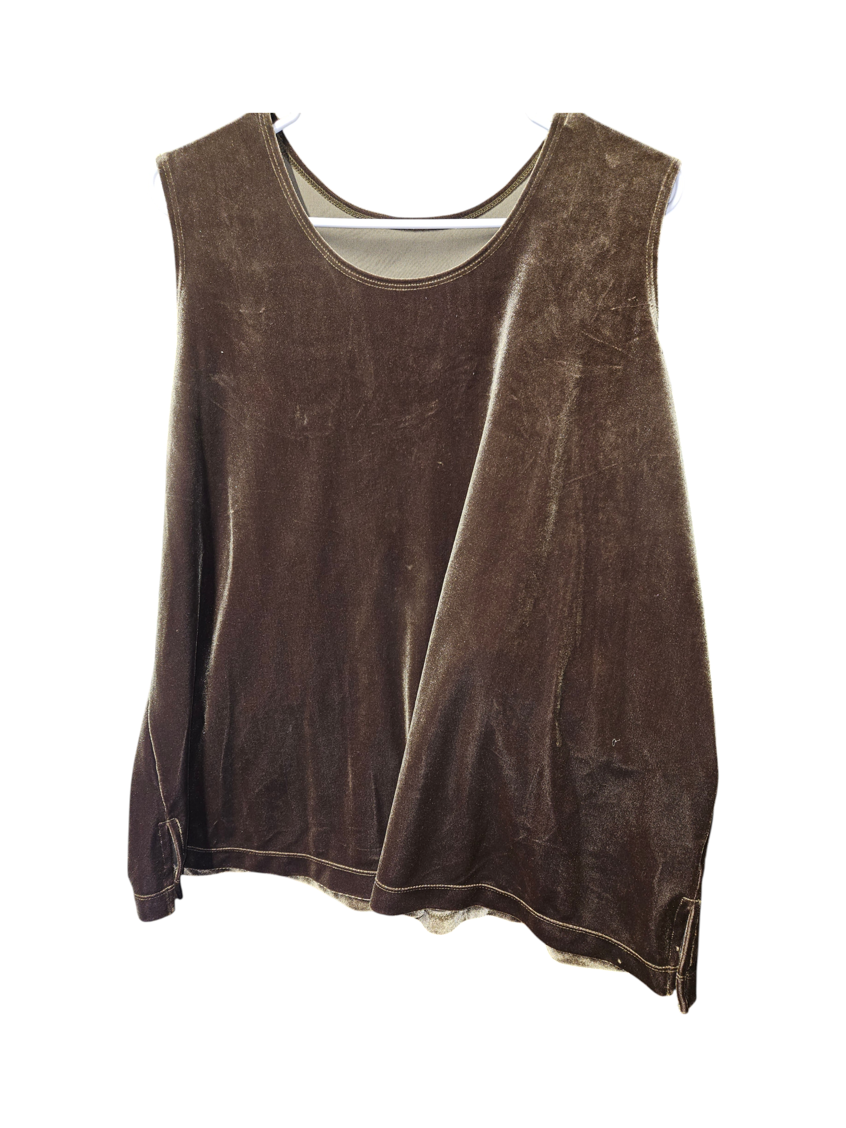 Brown Velvet Sleeveless Top and pants set - Image 2