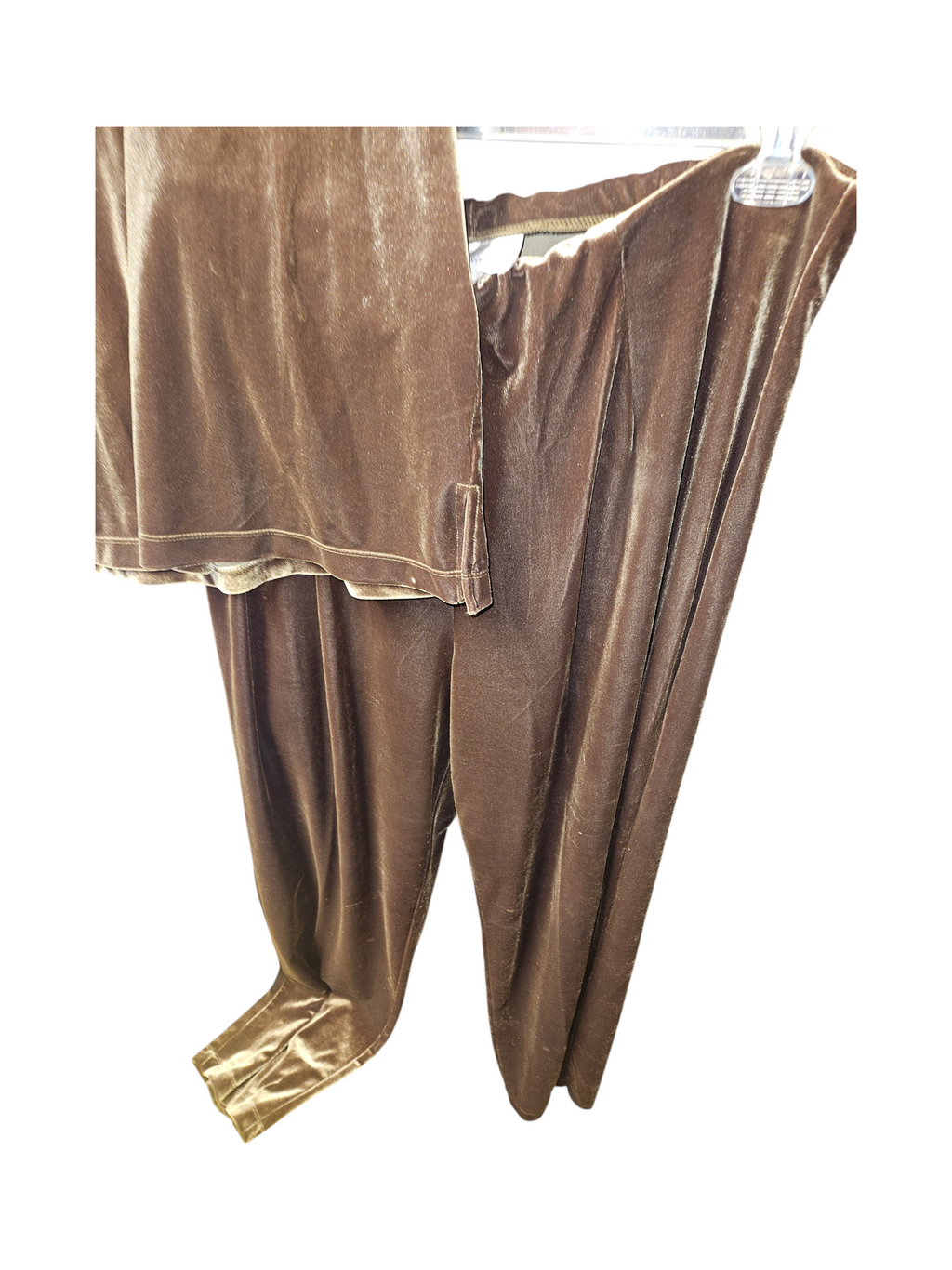 Brown Velvet Sleeveless Top and pants set - Image 1