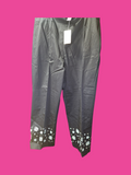 Kim Rogers Black Pants with Embroidered Hem Detail - Image 1