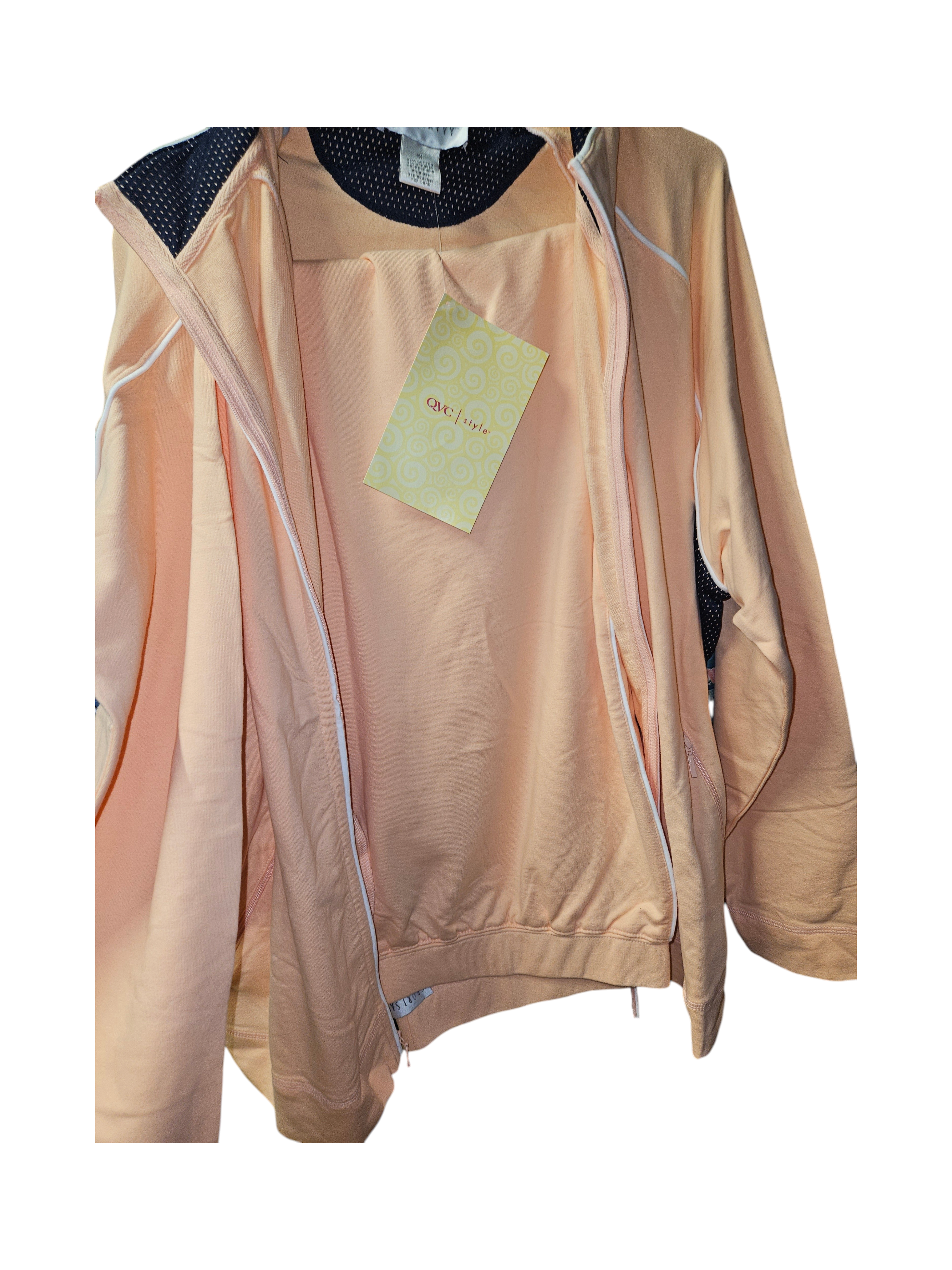 QVC loungewear peach zip-up jacket with pants - Image 1