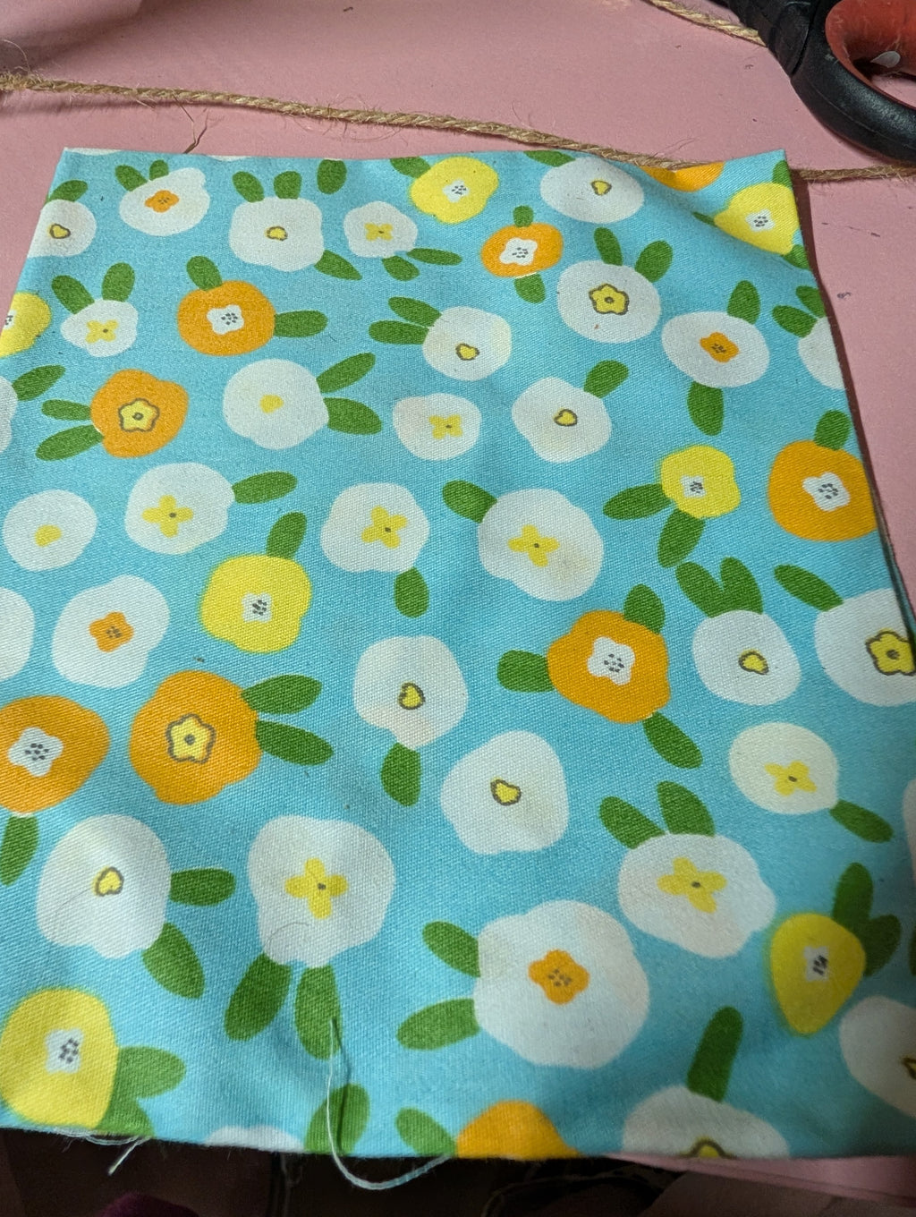 Floral Fabric Square with Blue Background fat quarter - Image 2