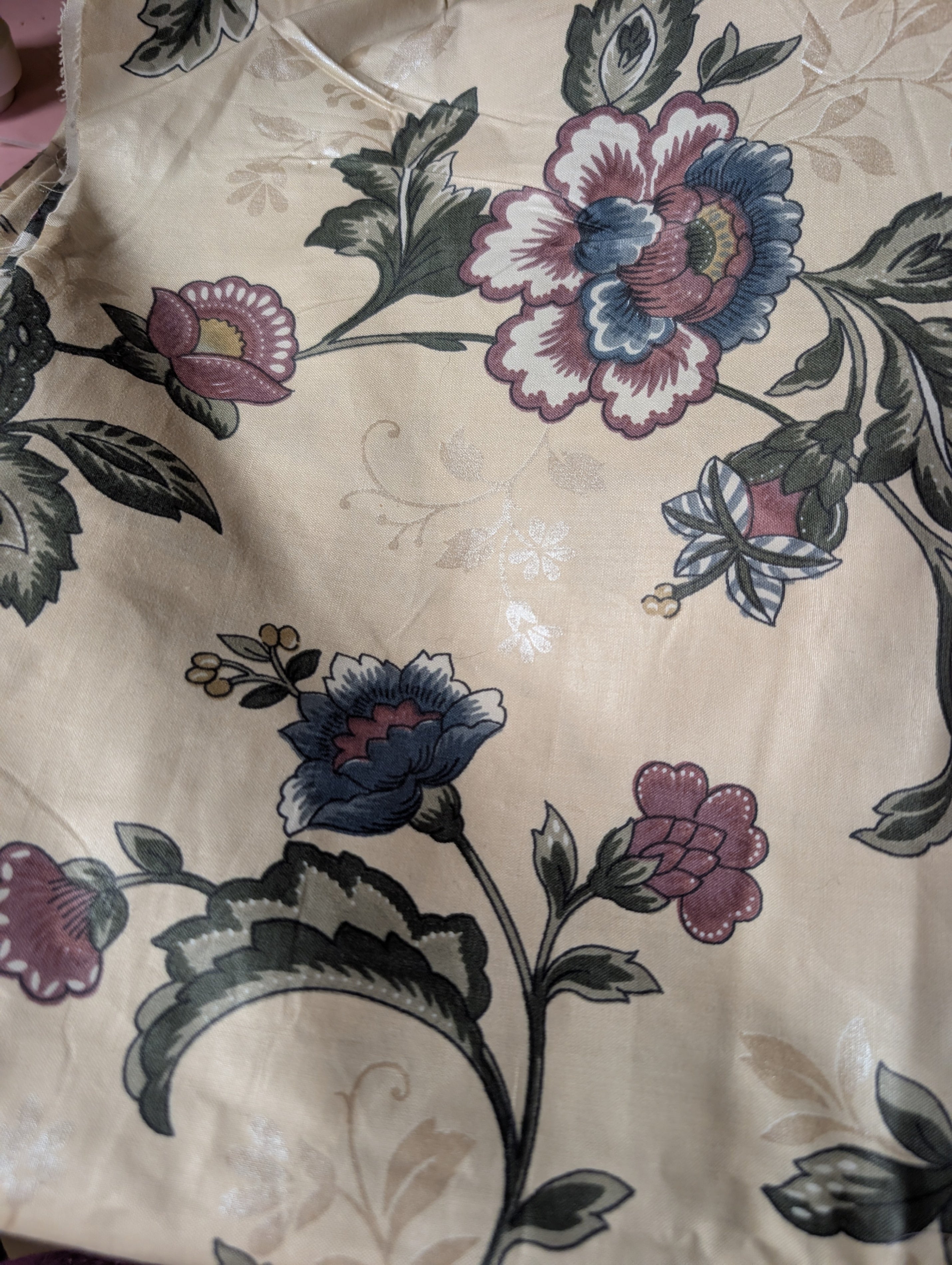 Floral Patterned Fabric with Multicolor Design 2 yds - Image 1