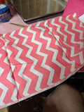 Joann Chevron Fabric Pink and White - Image 1