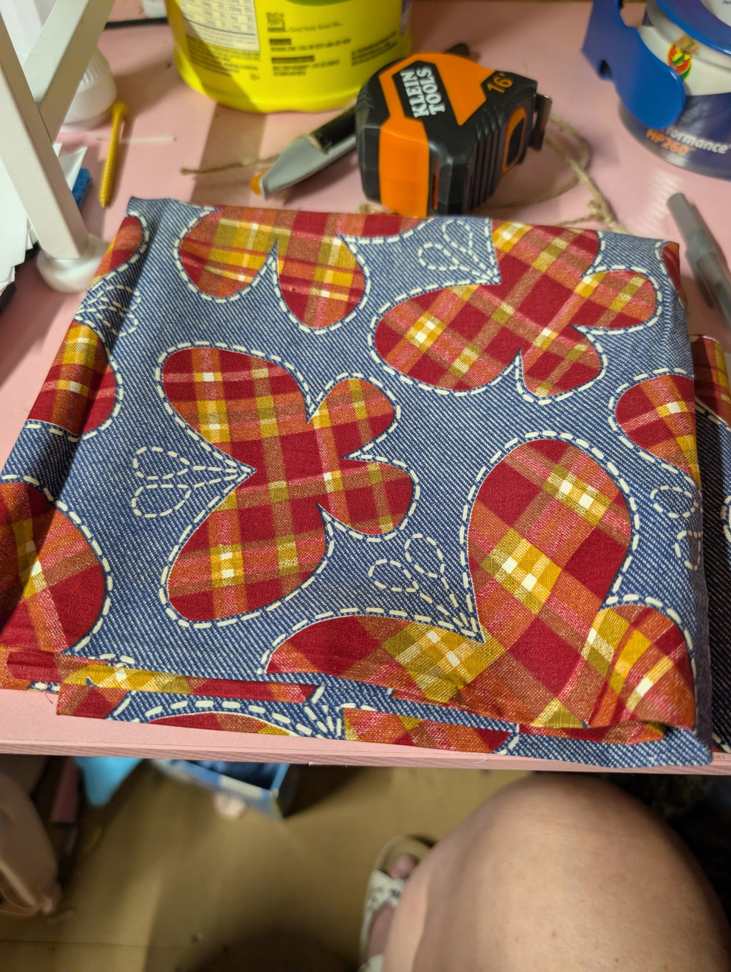 Plaid Butterfly  Pattern Fabric 1 Yard - Image 1