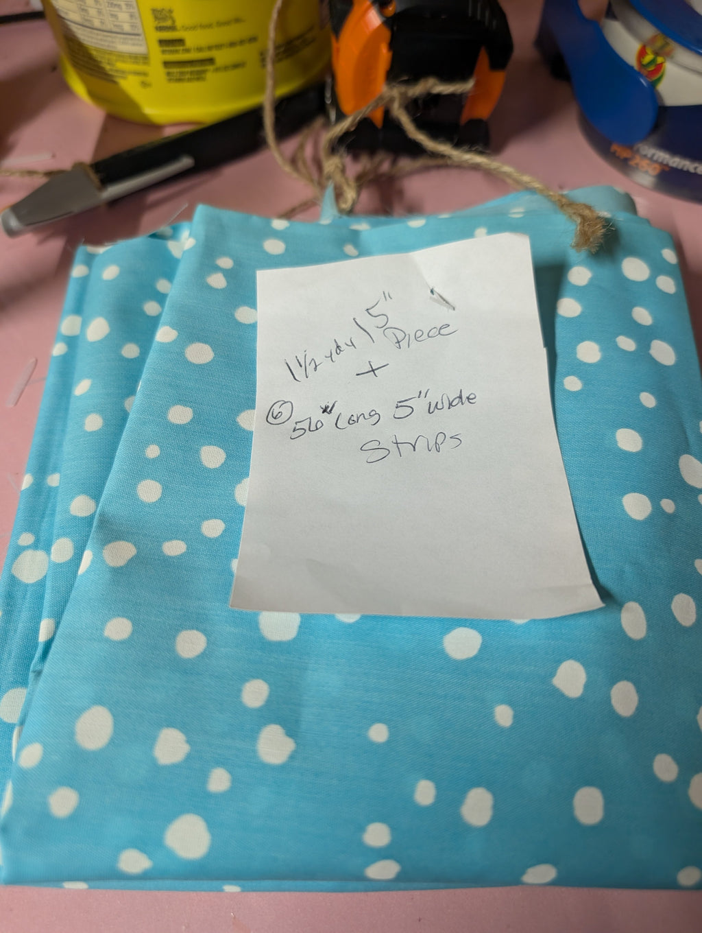 Polka Dot Blue Fabric Bundle 1.5 Yards + Strips - Image 1