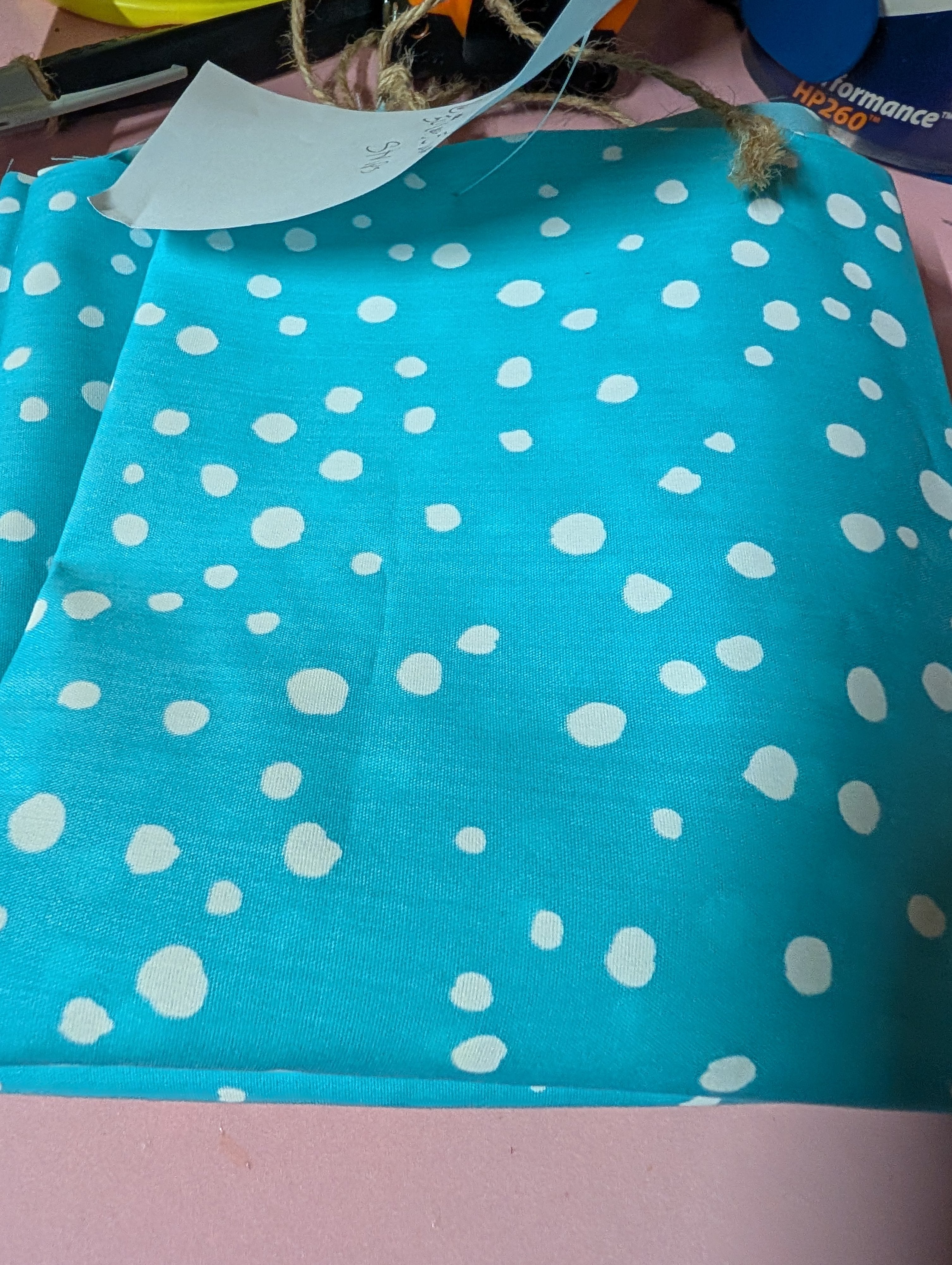 Polka Dot Blue Fabric Bundle 1.5 Yards + Strips - Image 2