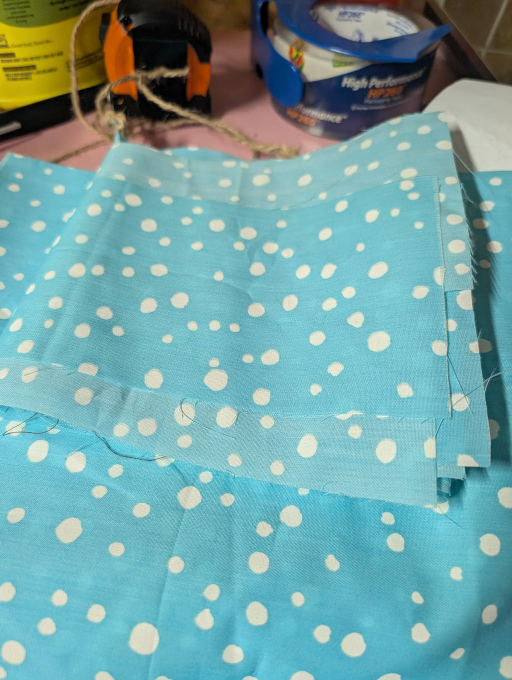 Polka Dot Blue Fabric Bundle 1.5 Yards + Strips - Image 3