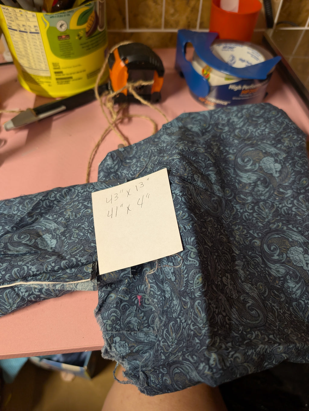 Blue Paisley Fabric with Measurements - Image 1