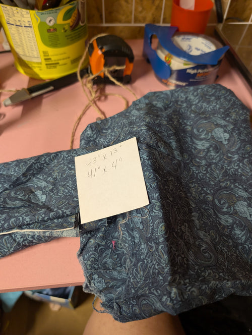 Blue Paisley Fabric with Measurements - Image 1