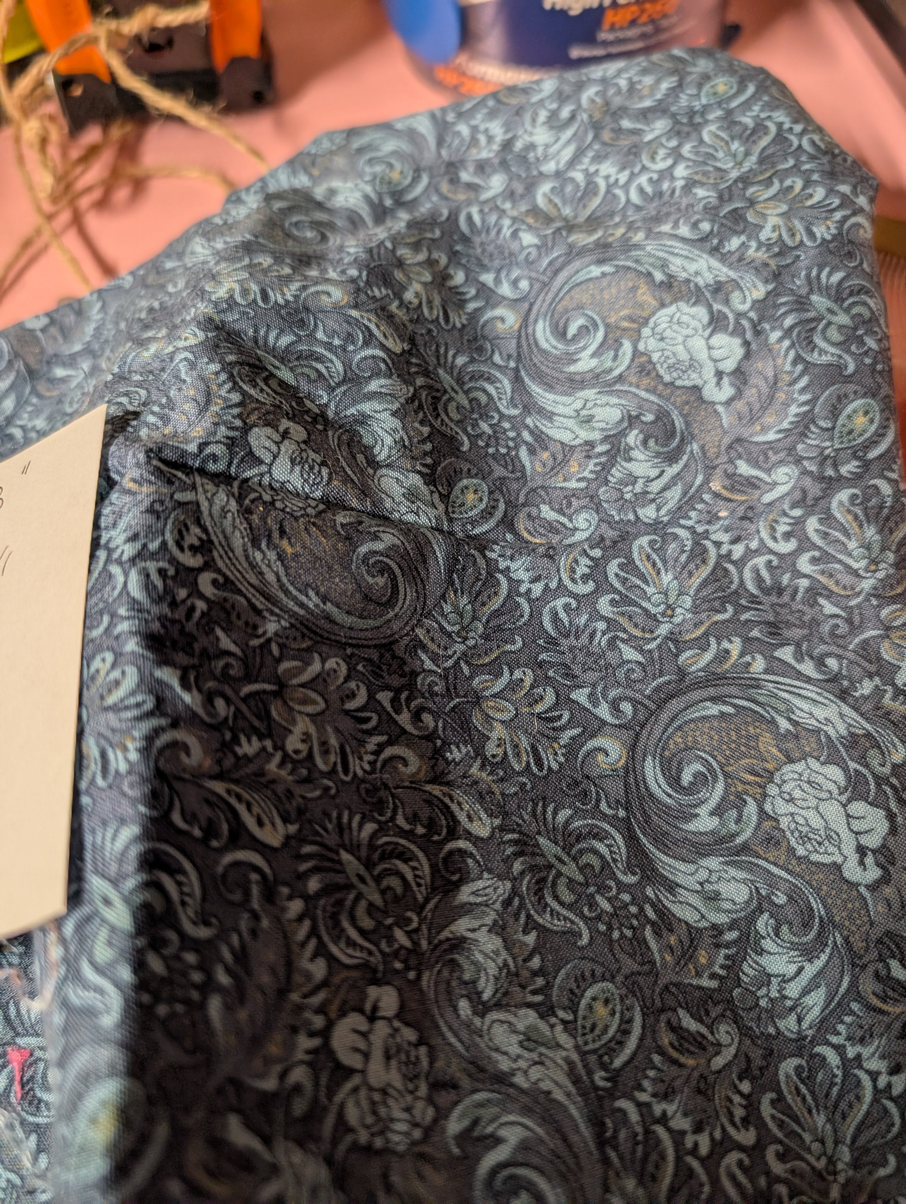 Blue Paisley Fabric with Measurements - Image 3