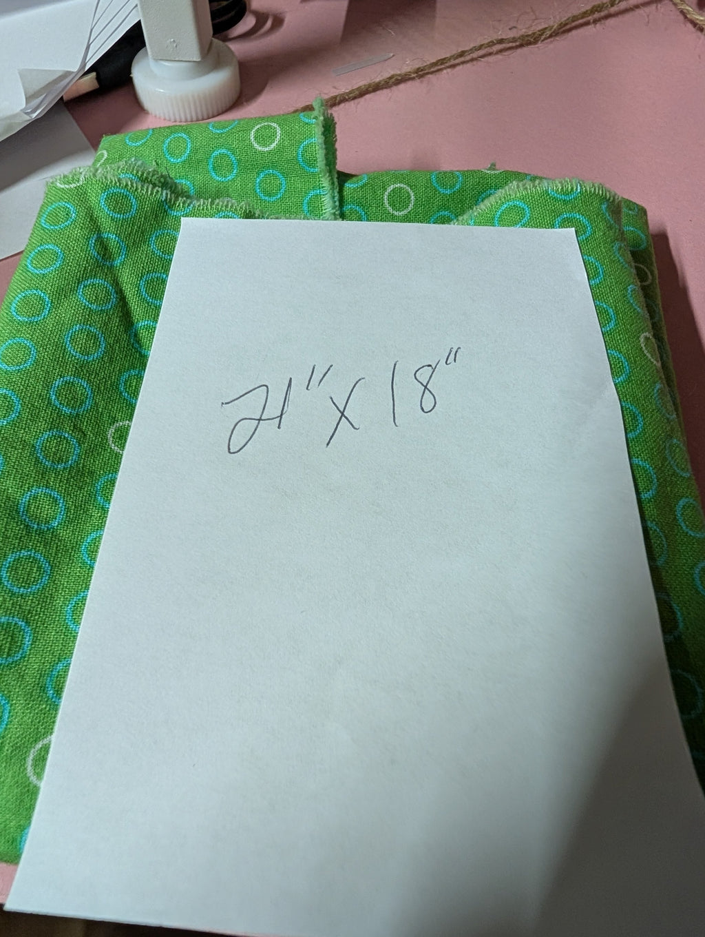 Green Polka Dot Fabric 24x18 Inches - Image 1