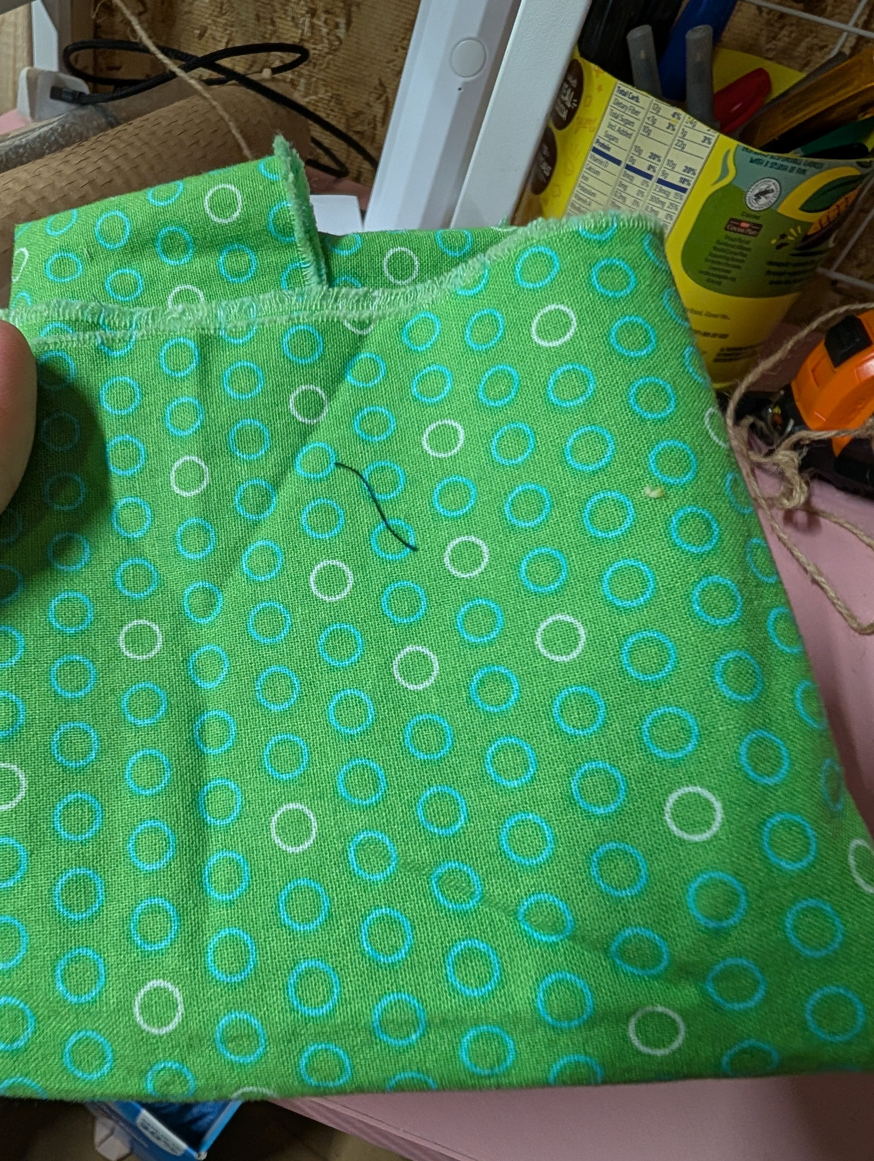 Green Polka Dot Fabric 24x18 Inches - Image 2