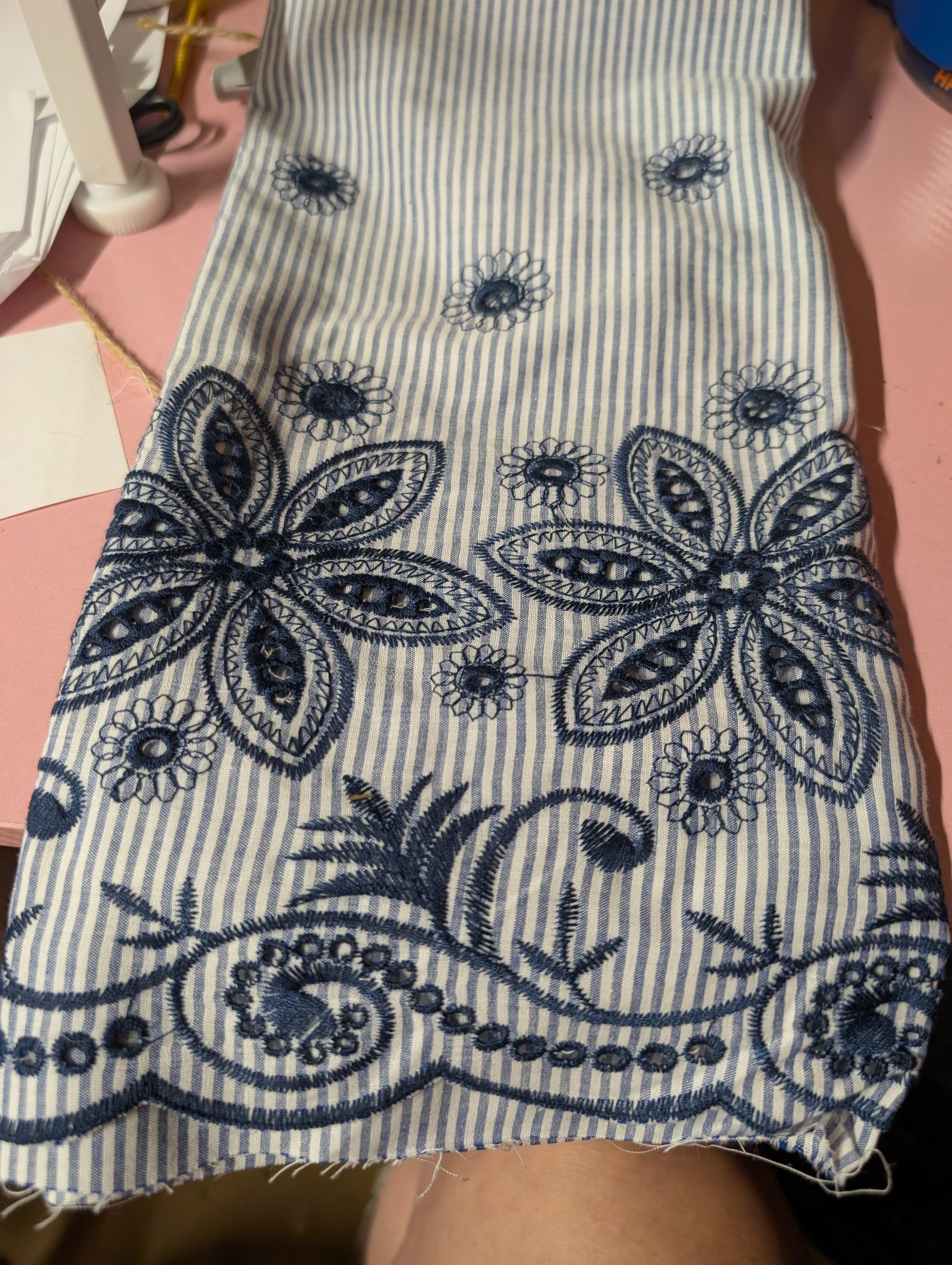 Striped Embroidered Fabric 38" x 27" - Image 3