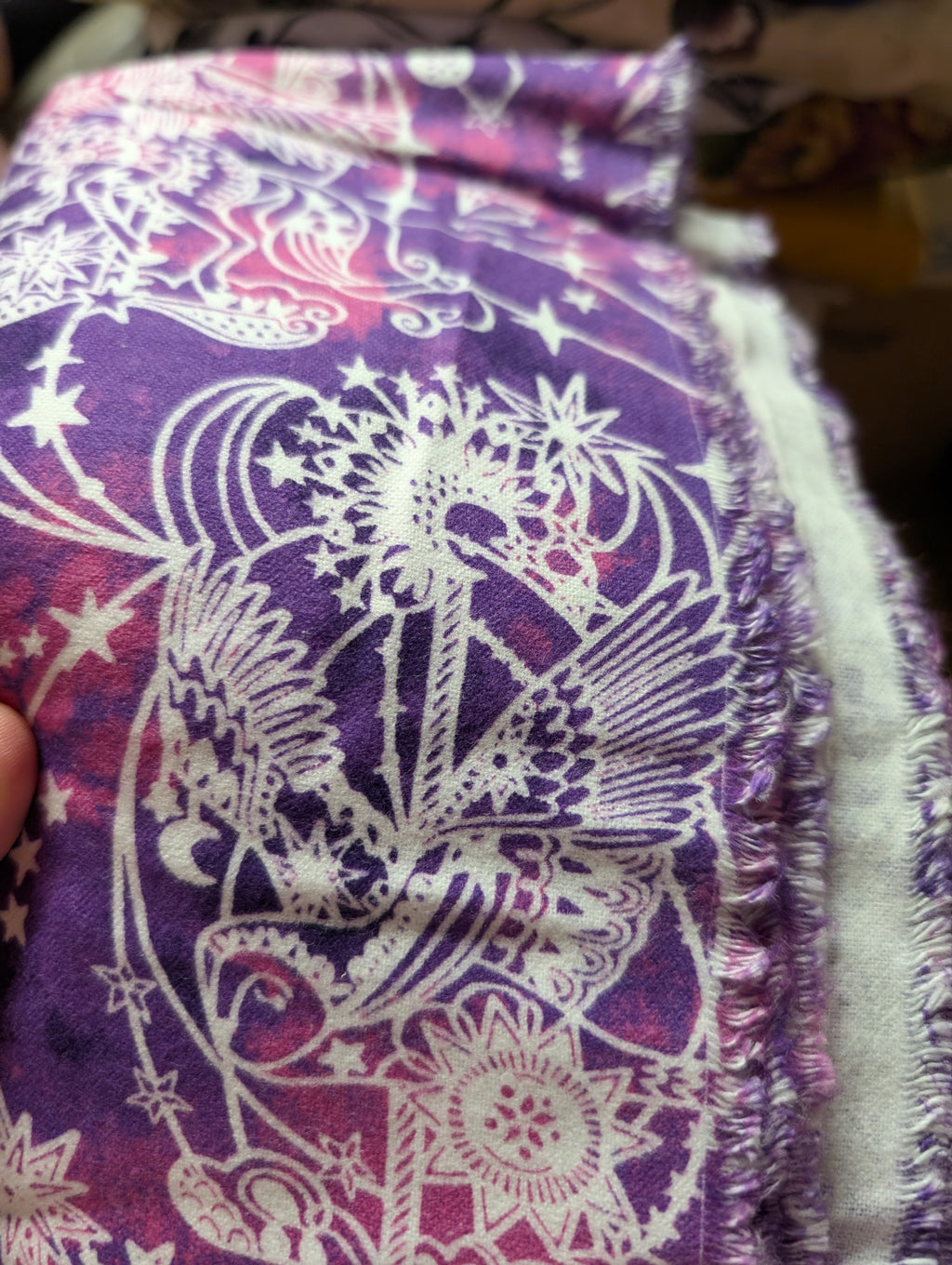 Purple and White Patterned Fabric 2 Yards - Image 4