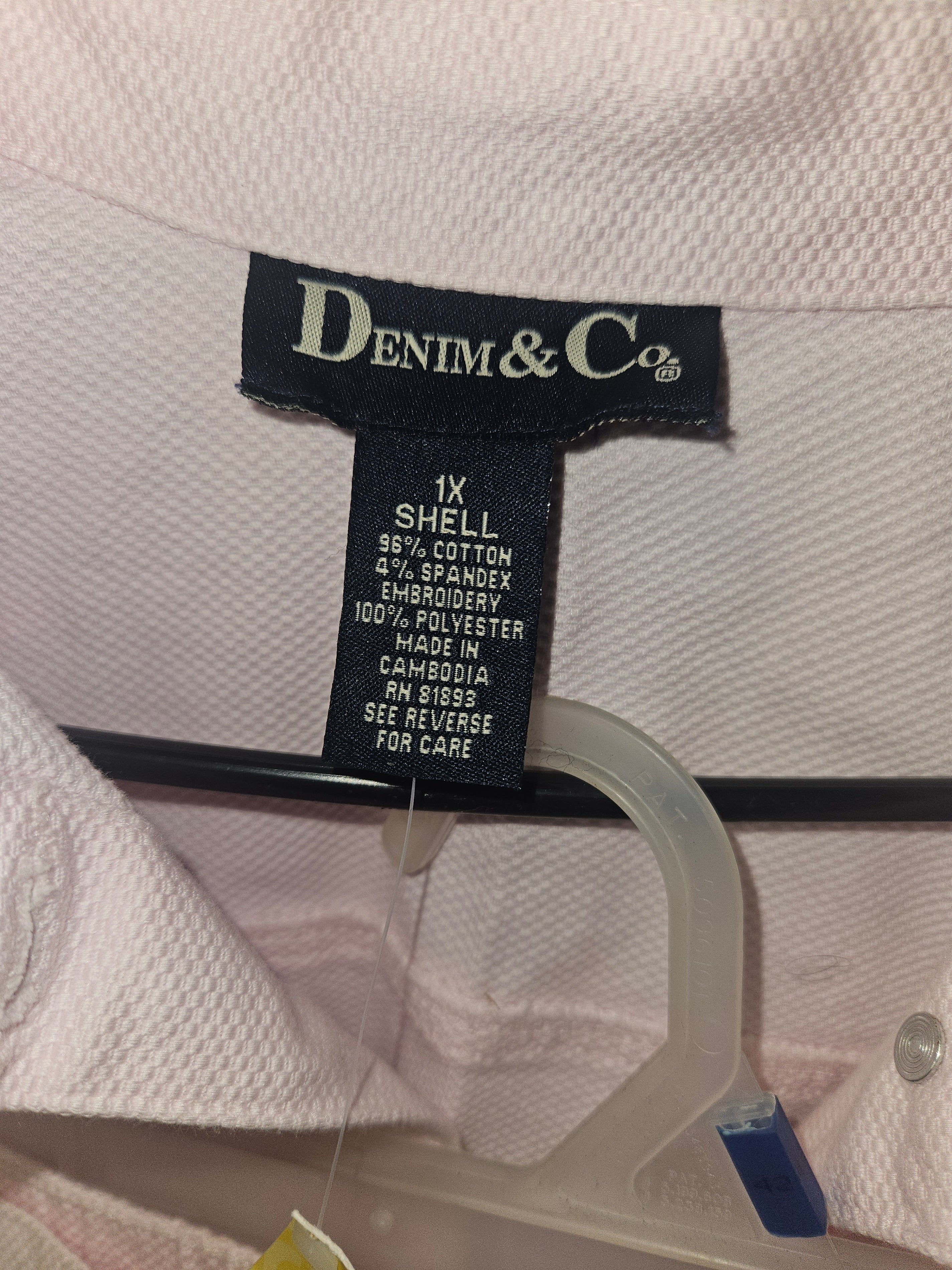 Denim & Co. Pink Floral Embroidered 2-Piece Set Size XL - Image 2