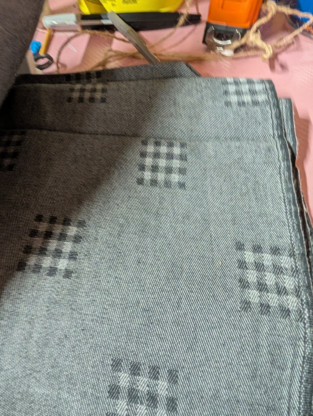 Geometric Patterned Denim Fabric 2yds x 1yd - Image 1