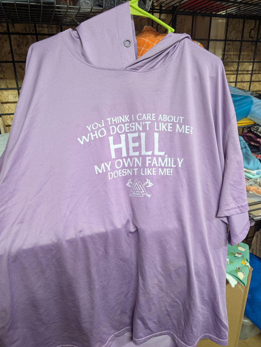 Purple Graphic Short Sleeve Shirt with Hood - Image 1