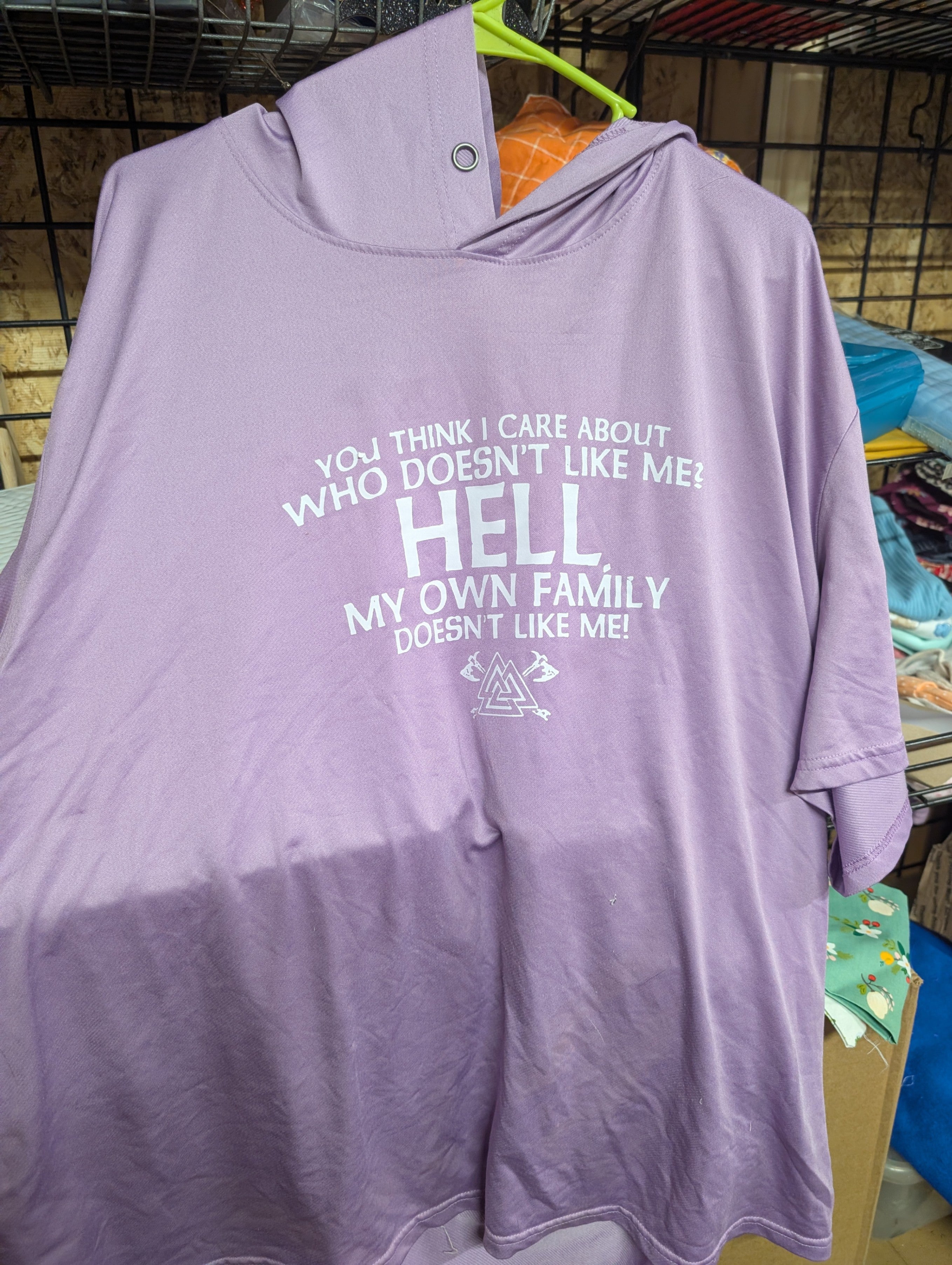 Purple Graphic Short Sleeve Shirt with Hood - Image 1
