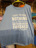 Blue Graphic T-Shirt with Humorous Quote, Short Sleeve - Image 1